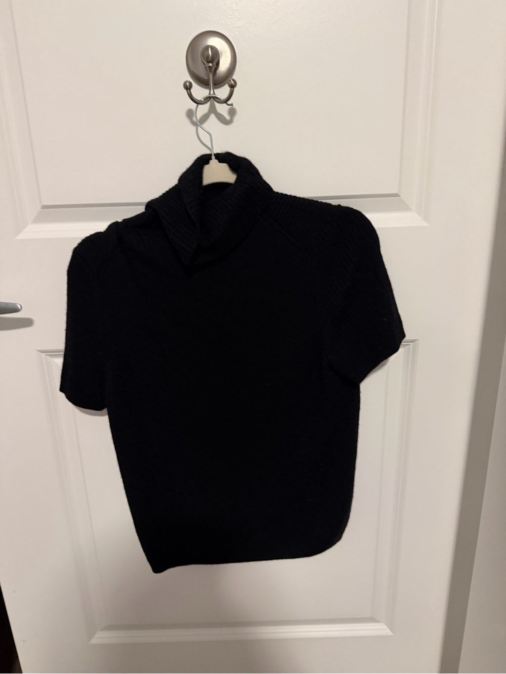 Saks Fifth Avenue Black Short-Sleeve Turtleneck Sweater